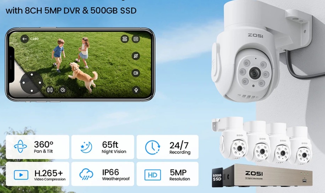 Kit Vídeovigilância Zosi com 4 câmeras rotativas incluí SSD 500GB ...